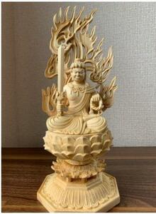 最新作 檜木 木彫仏像 仏教美術 精密細工 不動明王像