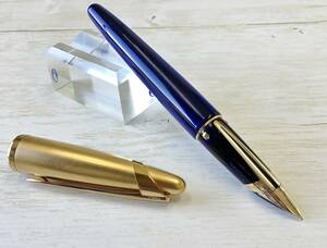 【美品】ウォーターマン 万年筆 エドソン サファイアブルー ペン先18K-750 WATERMAN EDSON 希少品