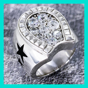 定価6.2万★Justin Davis（ジャスティンデイビス）ジルコニア装飾ホースシューリング 指輪「LUCK STARリング」SRJ268（9号）