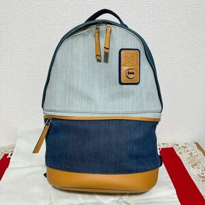 良品★ LOEWE ロエベ ゴヤ バックパック リュックサック デニム × レザー アナグラム 男女兼用 リュック