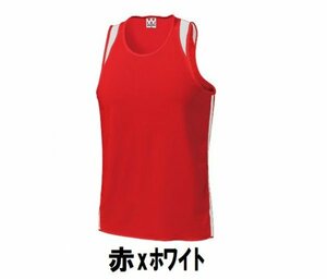 999円 新品 メンズ ランニング シャツ 赤xホワイト サイズ110 子供 大人 男性 女性 wundou ウンドウ 5510 陸上