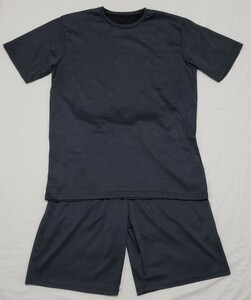 【クルーネックTシャツ&ハーフパンツセット】人気のグレー/LL☆吸汗速乾生地で快適☆おしゃれ可愛いカジュアルかっこいいスポーツ☆送510円