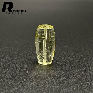 貴重 EU製 定価5万円★ROBEAN・チベット天珠・シトリンファントム★パワーストーン アクセサリー 天然石 金運 約28.9*14.6mm 1008J241