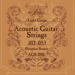 Aria アコースティックギター弦 アコギ弦 フォスファーブロンズ ライトゲージ フォークギター AGS-200L