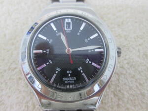 (95)♪Swatch スウォッチ IRONY アイロニー AG2002 メンズ腕時計 クオーツ アナログ 3針 純正ベルト ステンレス 稼働品 