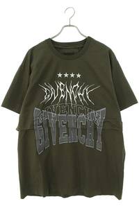 ジバンシィ GIVENCHY 22AW BM71H93YE9 サイズ:L オーバーラップエフェクト刺繍レイヤードTシャツ 中古 OM10