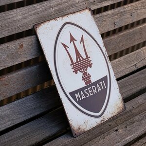 【ブリキ看板】MASERATI マセラッティ 車 イタリア レトロ風 インテリア 店舗 カフェ 壁飾り 20cm×30㎝（送料無料！）