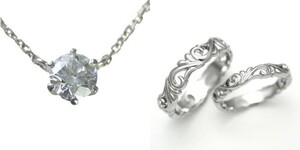 婚約 ネックレス 結婚指輪 3セット ダイヤモンド プラチナ 0.3カラット 鑑定書付 0.33ct Dカラー SI1クラス 3EXカット GIA