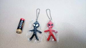 ALIEN figure key ring /エイリアン フィギュア・キーホルダー　黒(black)・赤(red)　2種　※おそらく金属製(metallic)　未開封・未使用