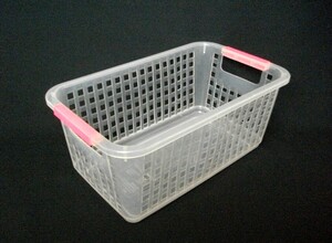 バスケット/籠/カゴ/小物入れ/収納★深型/28×16.5×高さ12cm/プラスチック/透明クリア★