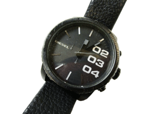 (D) DIESEL DZ-4216 111106 腕時計 クロノグラフ 箱付き ブラック 5気圧防水性能 アナログ レザーベルト ディーゼル