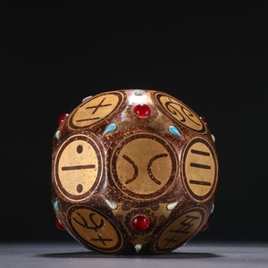 【徳】旧家蔵出『漢・古銅彫・錯金銀 象嵌松石宝石骰子 』古美術品 骨董品