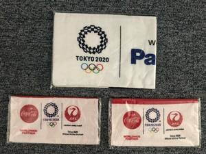 ◆◇未使用:JAL・日本航空＋Coca Cola・コカコーラ、Panasonic/TOKYO2020オリンピック・オリジナルタオル