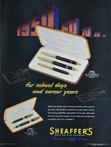稀少・広告！1950年シェーファー万年筆広告/Sheaffer`s Pen/文房具/P