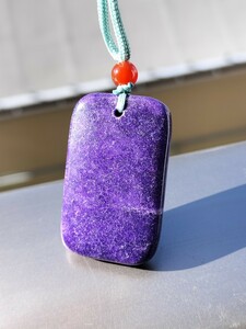 天然石　スギライト　濃紫　方札　ネックレス　ペンダント