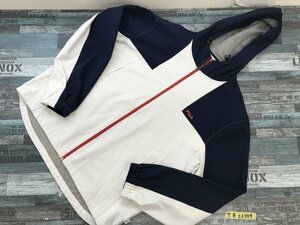 FILA フィラ メンズ ワンポイントロゴ フーディー ジップ ジャケット 大きいサイズ 4L 紺ライトグレー