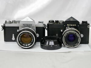 #2975 NIKON F アイレベル 2台セット 50mm F1.4 F2 ブラック シルバー 一眼レフフィルムカメラ ニコン