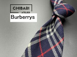 【超美品】Burberrys　バーバリー　ノバチェック柄　ネクタイ　3本以上送料無料　ネイビー　0404199