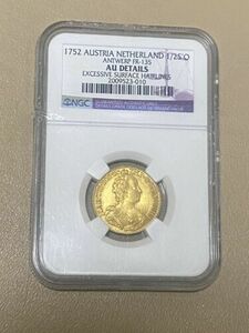 1762年オーストリアオランダ金貨1/2スーヴェランSOV D