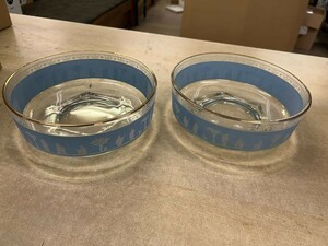 FJ0720 クリスタルガラス 小皿 2個セット ガラス陶器