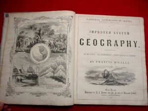 a532● 1871年　世界地図帳　An Improved System of Geography　挿絵多数　洋書　和本 古書