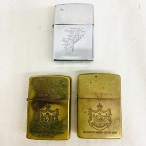 B605-H21-1381 ◎ Zippo ジッポライター 3点まとめ Guam Kingdom of Hawaii-coat of ARMS 喫煙具 喫煙グッズ 1989年製 1990年製