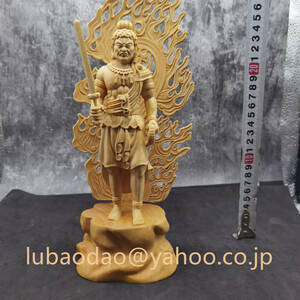  特上彫 不動明王 座像 実木彫刻の 仏陀彫刻 彫刻工芸品
