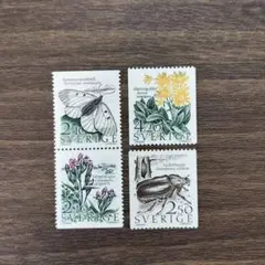 外国切手　スイス　1987　コガネムシ　4種