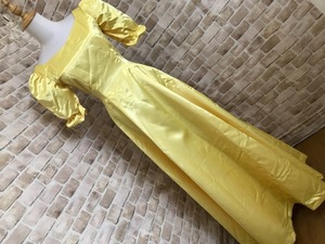 f15002●ロングドレス　衣装　サテン　レモンイエロー