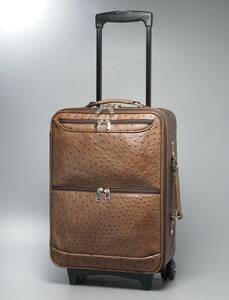 GQ0184◎オーストリッチレザー ダチョウ革 レザー 4輪スーツケース トロリーケース キャリーケース トランク 旅行鞄 機内持込対応