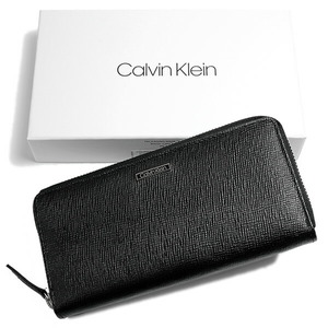新品タグ付き 海外限定 CALVIN KLEIN Zip Around Wallet カルバンクライン CK 長財布 レザー ラウンド ファスナー ウォレット男女兼用