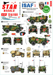スターデカール 72-A1101 1/72 国際治安支援部隊-アフガニスタン # 2. フランスの平和維持軍 ルノー VAB, VAB サニタリー, パナール VBL