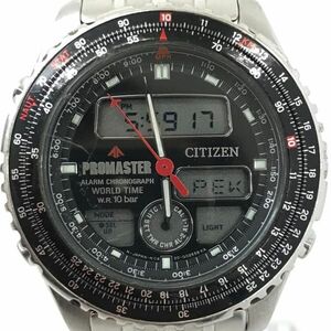CITIZEN シチズン PROMASTER プロマスター 腕時計 C420-Q02071K クオーツ アナデジ ラウンド ブラック クロノグラフ 電池交換済 動作確認済