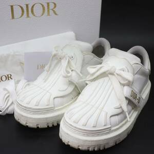 IT26ANESKEBE 即決 本物 Christian Dior クリスチャン ディオール レザー ローカット スニーカー レディース 白 ホワイト サイズ 35