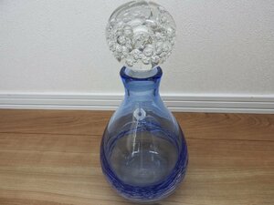 ★☆【送料無料】The Glass Studio in Otaru ブルー　グラス　スタジオ　小樽　水差し　デキャンタ　花器　　☆★