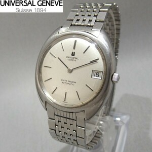 ★UNIVERSAL GENEVE WHITE SHADOW AUTOMATIC 867102 メンズ 自動巻き 腕時計 純正ベルト ホワイトシャドウ ユニバーサルジュネーブ★