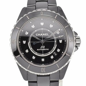 シャネル CHANEL H5702 J12 38mm デイト 12P ダイヤ ブラックセラミック 自動巻き メンズ 美品 K#129153