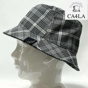 【新品】CA4LA カシラ 日本製 STAND HATシリーズ グレンチェック ウール混バケットハット サイズ調節可能