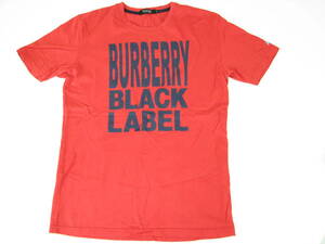 バーバリー　ブラックレーベル　Tシャツ　サイズ2　赤×紺ロゴ　BURBERRY BLACK LABEL