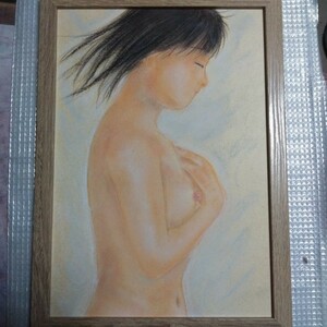 【匿名配送】絵画　裸婦画 「祈り」 A4サイズ額つき