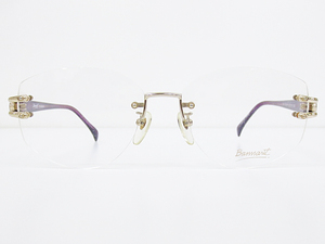 ∞【デッドストック】Bannarit バナリット 眼鏡 メガネフレーム 75-BA05 57[]16-135 メタル ツーポイント ゴールド パープル 日本製 □H8