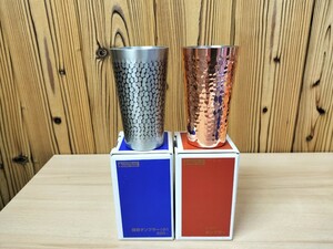 ★未使用　copper100　HOME WARE　銅製　タンブラー　新光金属　槌目タンブラー　小2個　箱付き★3