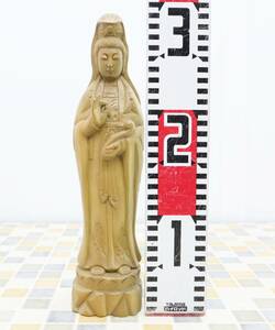 ◎骨董 古美術 高さ約30cm｜慈母観音像 一刀彫 ｜ ｜木製 仏具 仏様 仏壇用品 木製 伝統工芸 古美術■N9237