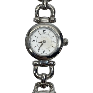 【電池切れ】COACH コーチ W024 クオーツ SS シルバー レッド レザー 腕時計 時計 レディース