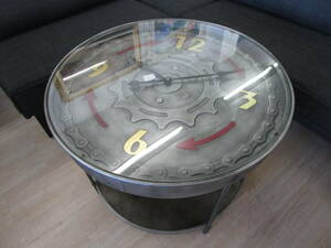 時計型天板テーブル　インダストリアル　ブルックリンスタイル　MU-038 　男前　テーブル　カフェ　パブ　時計付き　クロックテーブル