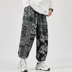 【再入荷】ペイズリー ワイド パンツ  ダンス 衣装 カーゴ ブラック 韓国