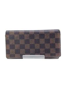 LOUIS VUITTON◆ポルト・カルト・クレディ・円_ダミエ・エベヌ_BRW/PVC/BRW/メンズ