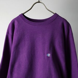 90s USA製 チャンピオン リバースウィーブ ワンポイント パープル レディース XL / 90s Champion reverse weave ヴィンテージ 刺繍タグ 