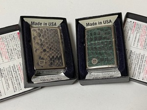 デジタルスキン 両面加工 パイソン ＆ クロコダイル ZIPPO 2個セット 展示未使用品