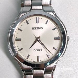 【不動品 ケース付】SEIKO DOLCE 8J41-OA10 セイコー 腕時計 メンズ SS ヴィンテージ 純正ベルト H0416
